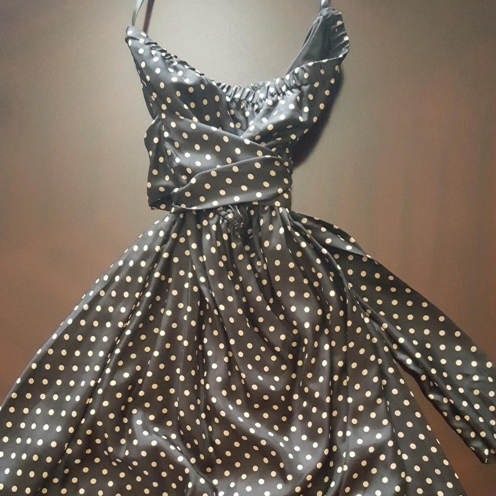 Black polka dot dress